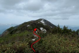 梯子坂乗越から人形山への登山道