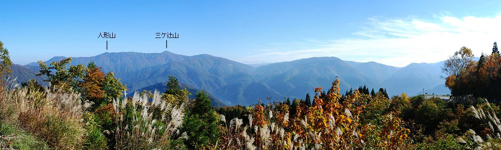蓮如茶屋から見た富山県側の山々パノラマ写真